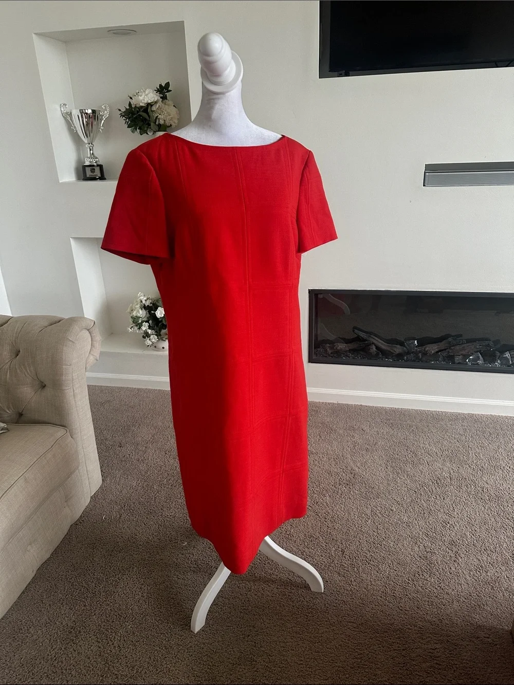 Tory Burch Red Short-Sleeve Shift Dress